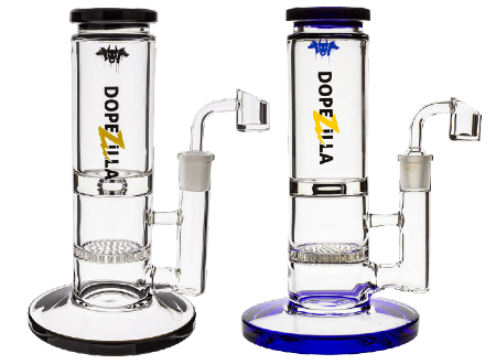 Dopezilla Cerberus Straight HoneyComb Dab Rig - Black and Blue