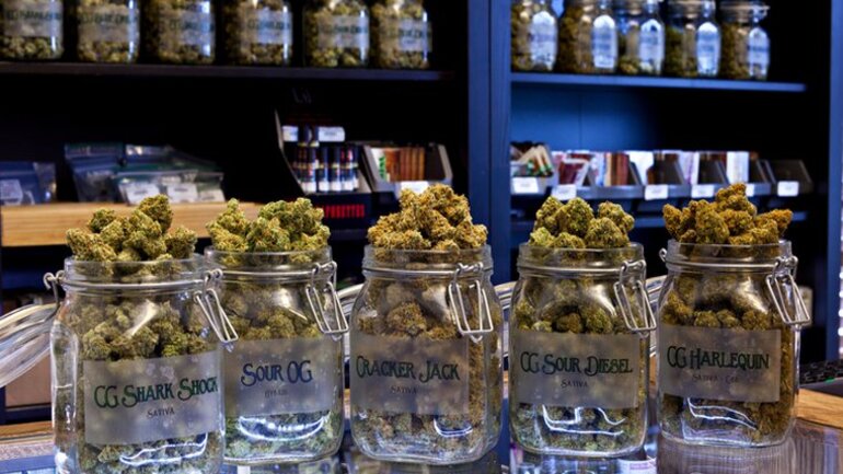 Cannabis Jars in Dispensary