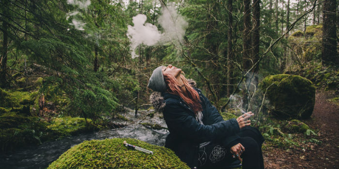 Smoking Sativa Weed in Woods